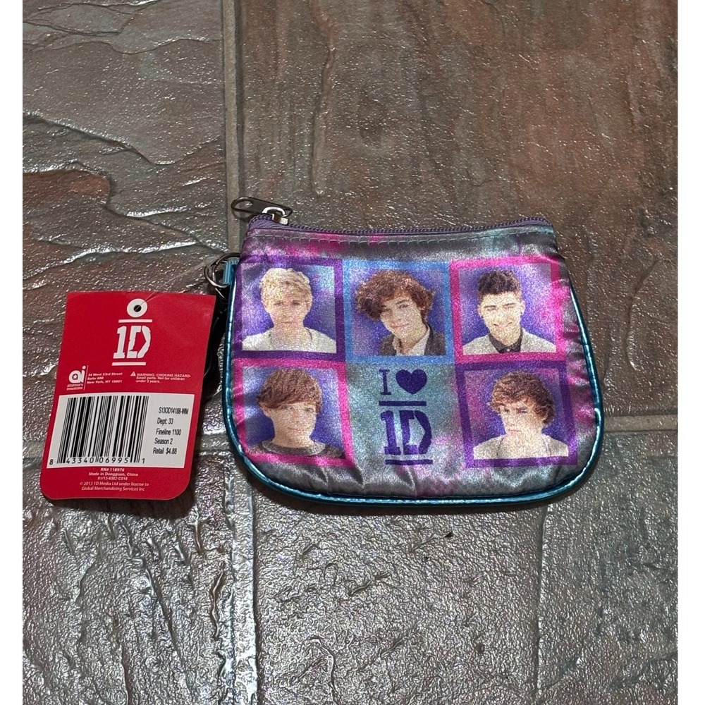 One Direction 1D Coin Purse ID Holder Keychain Wallet 2013 NWT Harry Styles